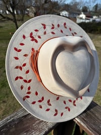 Image 10 of “Infinity Heart" Burned Vine Hat, Vines Burned Fedora Hat, Vegan Suede Burned Hat