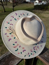 Image 3 of “Infinity Heart" Burned Vine Hat, Vines Burned Fedora Hat, Vegan Suede Burned Hat