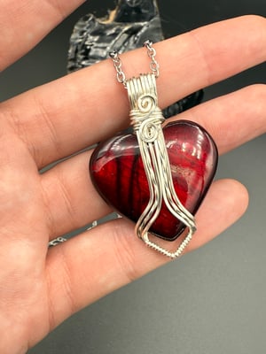 Red Coated Labradorite Heart