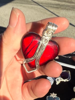Red Coated Labradorite Heart