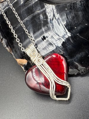 Red Coated Labradorite Heart
