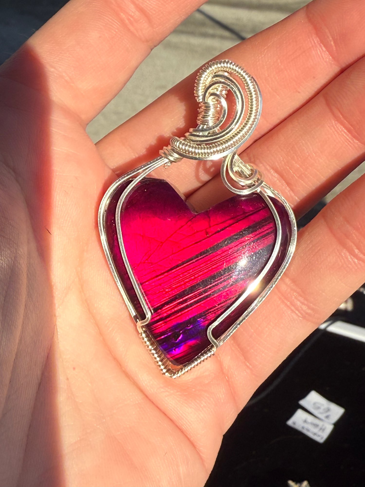 Purple Coated Labradorite Heart