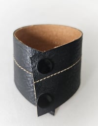 Image 2 of MISS MISERY upcycled black faux leather pointy bracelet