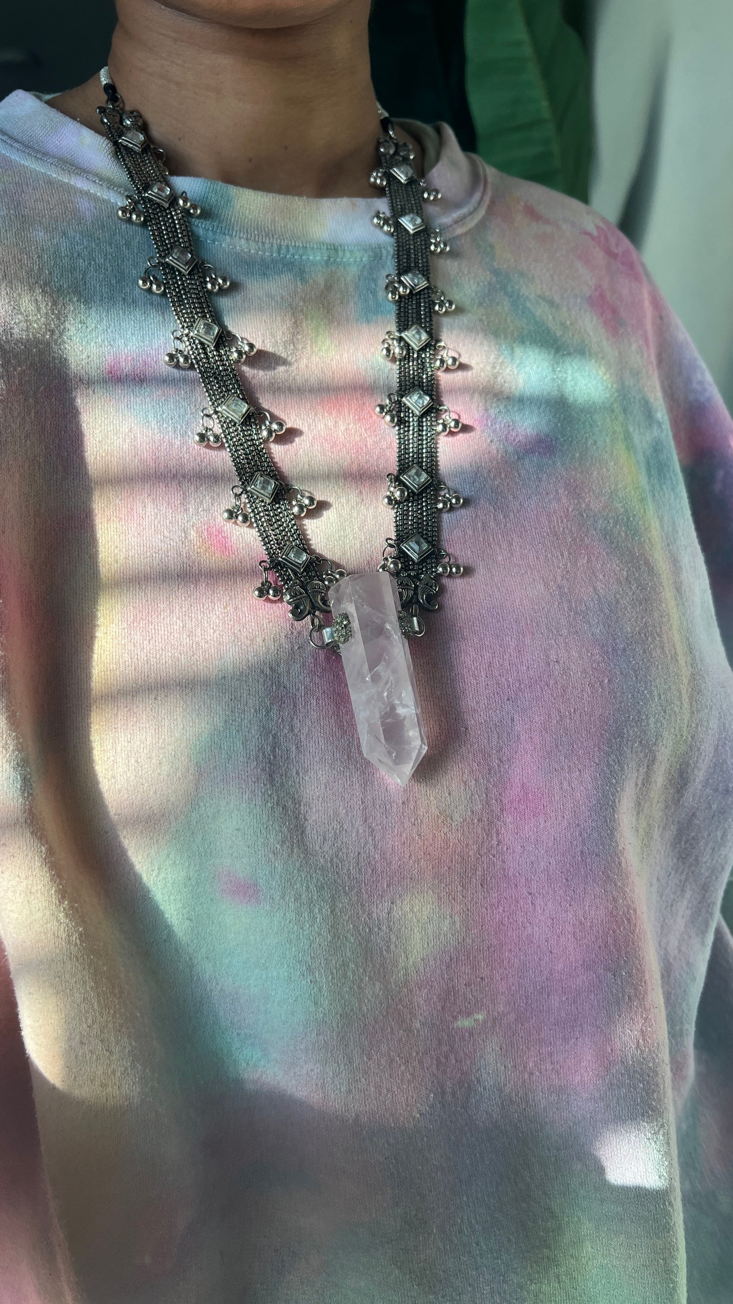 Image of SURAH • Rose Quartz Indian Festival Necklace