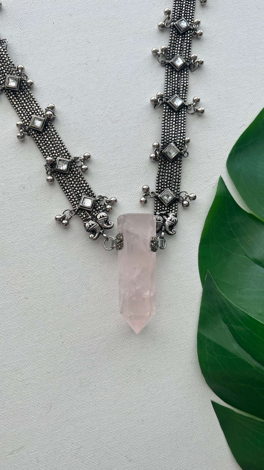 Image of SURAH • Rose Quartz Indian Festival Necklace