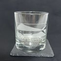 Laser-Engraved MELB Masters 10oz Whiskey Glass with Matching Engraved Slate Coaster