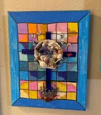 Image 1 of Mixed Media Faux Stain Glass Beach Glass Cross