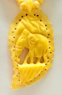 Image 1 of Vintage 1930s Carved Antler Necklace &amp; Pendant Elephants