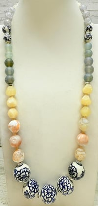 Image 1 of J. Jill Ceramic &amp; Semi-Precious Stone Bead Adjustable Necklace