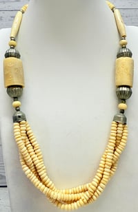 Image 1 of Vintage 1940s African Carved Antler &amp; Bedouin Silver Beads