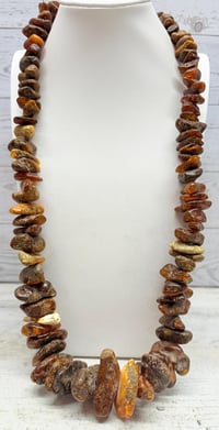 Image 1 of Antique 1910s Persian Trade Natural Raw Baltic Am ber Bead Necklace 166 Grams