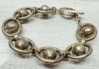 Image 1 of Vintage 1980s Italian 925 Silver Spinning Disco Ball Link Bracelet