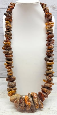 Image 1 of Antique 1910s Persian Trade Natural Raw Baltic Am ber Bead Necklace 202 Grams