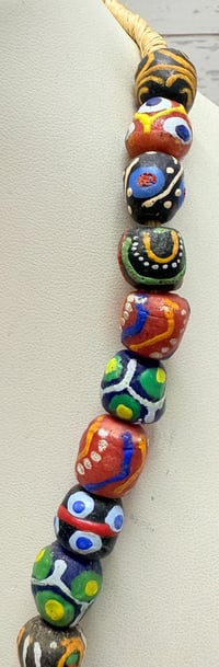 Image 2 of Antique 1900s African Hand Painted Venetian Millefiori Trade Beads Necklace