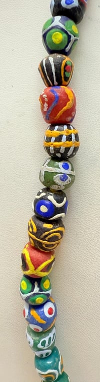 Image 3 of Antique 1900s African Hand Painted Venetian Millefiori Trade Beads Necklace