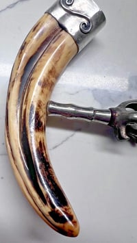 Image 3 of Antique 19th Century Boars Tooth &amp; Sterling Silver Corkscrew