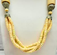 Image 4 of Vintage 1940s African Carved Antler &amp; Bedouin Silver Beads