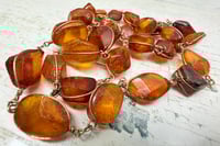 Image 4 of Vintage 1940s Baltic Am ber Inclusions Wire Wrap Cabochon Shape Neckalce