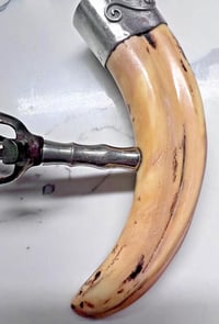 Image 4 of Antique 19th Century Boars Tooth &amp; Sterling Silver Corkscrew