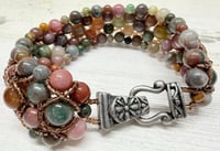 Image 1 of Multi-Tone Jasper Bead &amp; Glass Seed Bead Bracelet