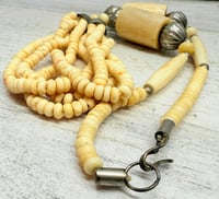 Image 5 of Vintage 1940s African Carved Antler &amp; Bedouin Silver Beads