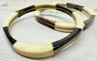 Image 2 of Vintage 1970s Antler &amp; Wood Bracelets with Brass Inlay