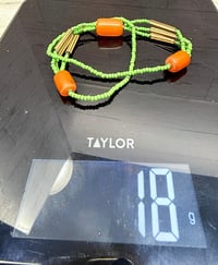 Image 5 of Vintage 1950s African Copal Orange Amber Green Glass Wood Bead Necklace