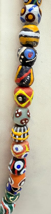 Image 6 of Antique 1900s African Hand Painted Venetian Millefiori Trade Beads Necklace