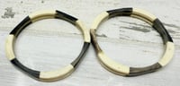 Image 3 of Vintage 1970s Antler &amp; Wood Bracelets with Brass Inlay