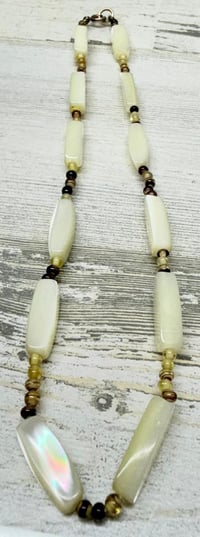 Image 2 of Antique 1920s Mother of Pearl &amp; Glass Bead Necklace