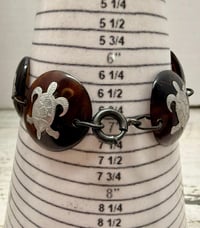 Image 1 of Vintage WWll South Pacific Faux Tortoise Shell Silver Tone Bracelet