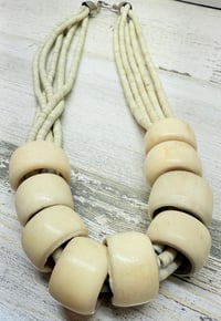 Image 2 of Vintage 1940s Congo Tribal Antler Beaded Necklace