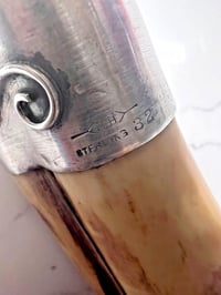 Image 7 of Antique 19th Century Boars Tooth &amp; Sterling Silver Corkscrew