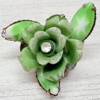 Image 4 of Vintage 1950s Celebrity Green Celluloid AB Rhinestone Brooch &amp; Earrings