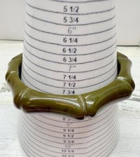 Image 3 of Vintage 1940s Olive Green Carved Bamboo Style Bakelite Bangle Bracelet