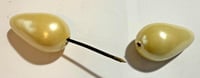 Image 1 of Antique 1920s Beige Pearlescent Art Deco Modernist Wooden Enamel Stick Pin