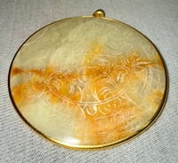 Image 2 of Vintage 1980s Carved White Onyx Mayan Calendar Sun Pendant
