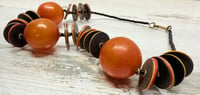 Image 3 of Vintage 1940s RARE Cherry Amber Butterscotch Bakelite &amp; Wood Beaded Necklace