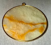 Image 3 of Vintage 1980s Carved White Onyx Mayan Calendar Sun Pendant