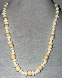 Image 1 of Antique 1900s Antler &amp; Wood Bead Necklace