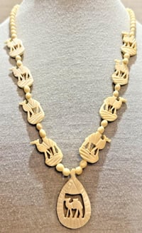 Image 1 of Vintage 1930s Carved Deer Antler Camel Necklace