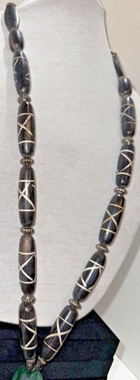 Image 2 of Antique 1850-1900s Tibetan Cow Batik Bone Ram Horn Ceremonial Necklace
