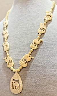 Image 2 of Vintage 1930s Carved Deer Antler Camel Necklace