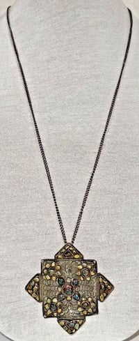 Image 2 of Antique 1900 Tibetan Nepal Turquoise Silver Reliquary Pendant Amulet