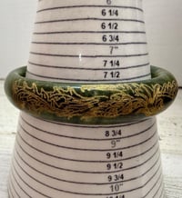 Image 1 of Antique 19th Century Jade Bracelet with Gold Tone Dragon/Phoenix