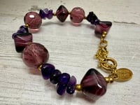 Image 1 of Vintage 1970s Miriam Haskell Givre Glass &amp; Amethyst Bracelet