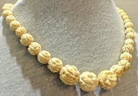 Image 2 of Vintage 1960s Hand Carved Antler Rose Pattern Beads