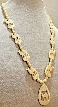 Image 3 of Vintage 1930s Carved Deer Antler Camel Necklace