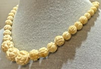 Image 3 of Vintage 1960s Hand Carved Antler Rose Pattern Beads