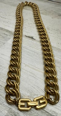 Image 3 of Vintage 1980s Givenchy Double Chain Link Necklace 11.5"